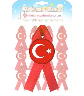 Türk Bayrağı Fiyonklu Rozetler